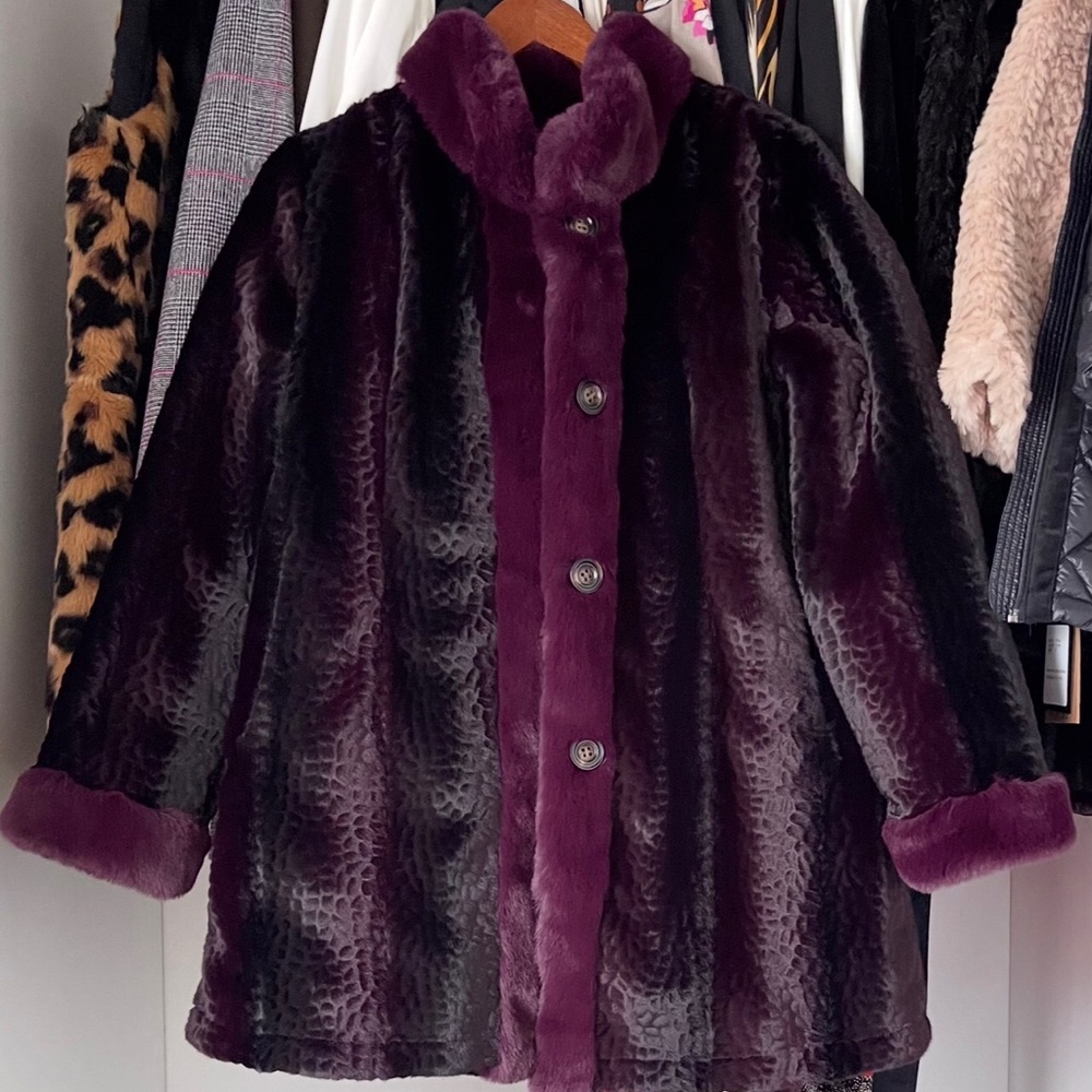 Luxurious Reversible Deep Purple Teddy Jacket